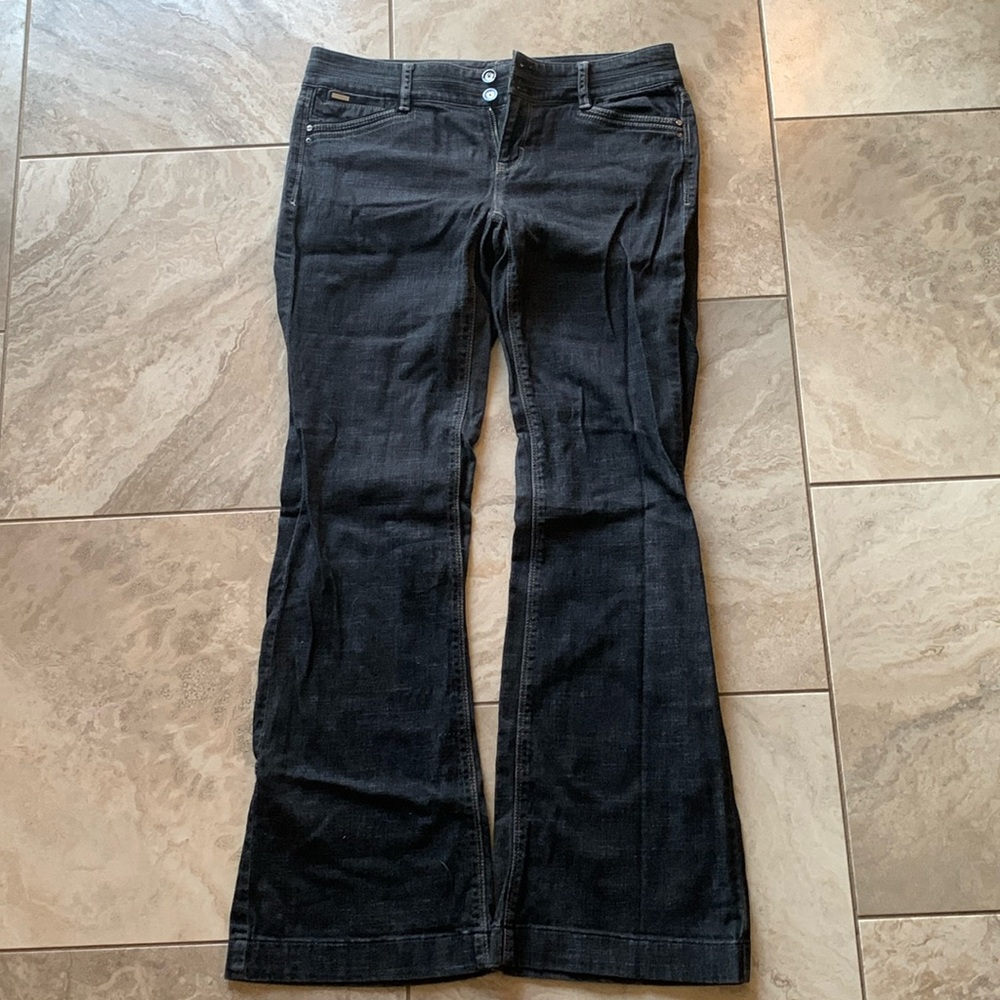 Dark blue/gray washed jeans | wide leg, stretch